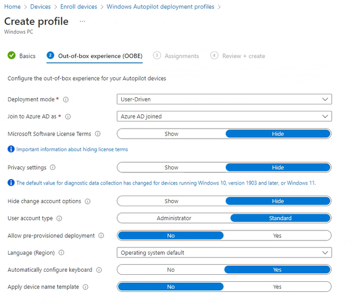 Autopilot Settings